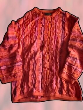 COOGI Rare Vintage Coogi Knit Sweater in Vibrant Coral and Pink